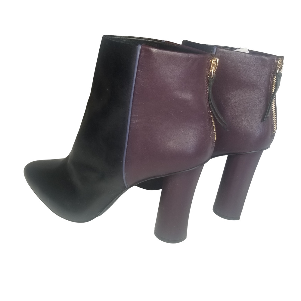 CAbi Bisset Color Block Pointed Toe Leather Booties Black Vino Size 11 - Picture 3 of 16